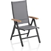 Kettler Cirrus multifunctionele stoel van aluminium/outdoorstof met teakhouten armleuningen