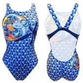 Turbo Geo Carpa Swimsuit Blauw 7-8 Years Meisje