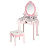 Woomax Wooden With Stool & Accessories Dressing Table Roze Kinderen