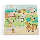 Eurekakids Friends Wooden Musical Nesting Puzzle-farm Geel Kinderen