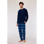 Woody Pyjama heren gestreepte broek