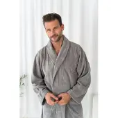 Casilin - Badjas Teddy voor Dames en Heren - Maat XL - Voor Volwassen - Met riem - Badstof, Fleece, Katoen - Absorberend - Wasmachinebestendig - Grijs