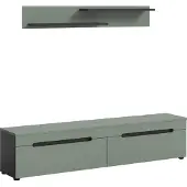 Ebuy24 TV-kast Canu, model Stolik TV 2, met vouwdeuren, in de kleuren groen en donkergrijs.