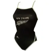 Turbo New Zealand Thin Strap Swimsuit Zwart 3-4 Years Meisje