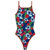 Turbo Roses&skulls Swimsuit Blauw XL Vrouw