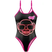 Otso Emoji Monkey Neon Swimsuit Zwart L Vrouw