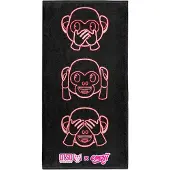 Otso Emoji Monkey Neon Microfiber Towel Zwart