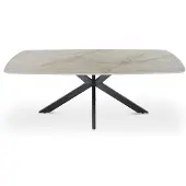 Molecule Apollo salontafel ovaal 130cm sintered stone beige met zwart metalen poot