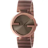 Gucci YA133317 In elkaar grijpende bruine wijzerplaat Unisex horloge