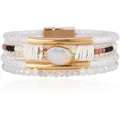 Deja Jewels DEJA Boho Armband goudkleurig met natuursteen in wit