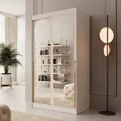 Meubella - Moniq - Kledingkast 2 schuifdeuren - Beige - 120x65x215 cm