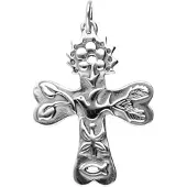 MOOYE ® - Collectie Zilveren Kruis bewerkt Art Nouveau Jugendstil hanger