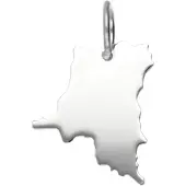 MOOYE ® - Collectie Zilveren Landkaart Congo Kinshasa ketting hanger