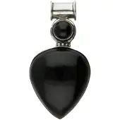MOOYE ® - Collectie Zilveren zwarte Onyx edelsteen in hartvorm XL hanger