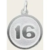 MOOYE ® - Collectie Zilveren cijfer 16 rond mat-glans kettinghanger