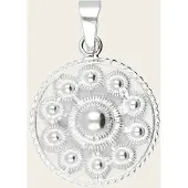 MOOYE ® - Collectie Zilveren Goese platte knop knoop 23 mm. ketting hanger
