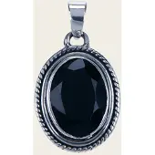 MOOYE ® - Collectie Zilveren Onyx zwart edelsteen ovaal facet geslepen kettinghanger