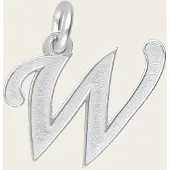 MOOYE ® - Collectie Zilveren letter W sierlijk mat-glans kettinghanger