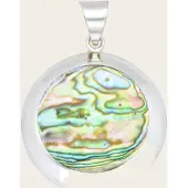 MOOYE ® - Collectie Zilveren Abalone fragment schelp rond groot kettinghanger