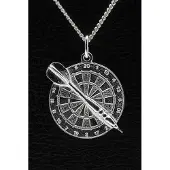 MOOYE ® - Collectie Zilveren Dartbord ketting hanger - met pijl