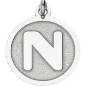 MOOYE ® - Collectie Zilveren Letter N rond mat en glans kettinghanger