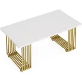 Mazazu Modern Bureau - Luxe Werkbank - Wit/Goud - 180x79x79cm
