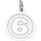 MOOYE ® - Collectie Zilveren cijfer 6 rond mat-glans kettinghanger