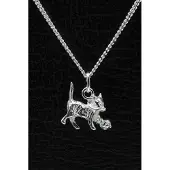 MOOYE ® - Collectie Zilveren Poes ketting hanger - bolletje wol