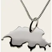 MOOYE ® - Collectie Zilveren Landkaart Zwitserland ketting hanger