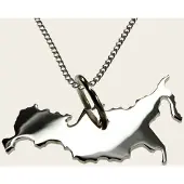MOOYE ® - Collectie Zilveren Landkaart Rusland ketting hanger