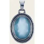 MOOYE ® - Collectie Zilveren Chalcedoon aqua edelsteen ovaal facet geslepen kettinghanger