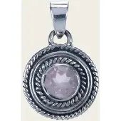 MOOYE ® - Collectie Zilveren Roze kwarts edelsteen rond facet geslepen kettinghanger