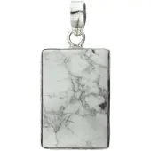 MOOYE ® - Collectie Zilveren Howliet edelsteen rechthoek groot hanger