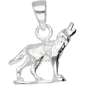MOOYE ® - Collectie Zilveren Wolf huilend naar de maan kettinghanger