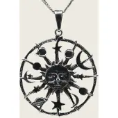 MOOYE ® - Collectie Zilveren Zon met sterren ketting hanger