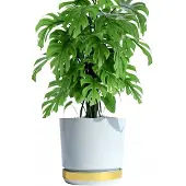 Duo bloempot 26cm Wit-Golden Glamour Hoogglans met standaard