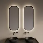 Gliss Design Plato spiegel met LED-verlichting 50x100cm mat zwart