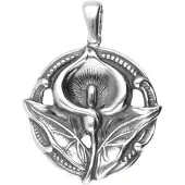 MOOYE ® - Collectie Zilveren Calla bloem rond Art Nouveau Jugendstil hanger