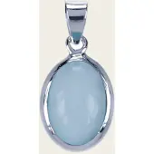 MOOYE ® - Collectie Zilveren Chalcedoon aqua edelsteen ovaal glad kettinghanger