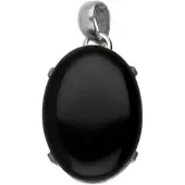 MOOYE ® - Collectie Zilveren Onyx ovaal met 4 punt vatting kettinghanger
