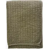 Madam Stoltz - Gestikte Katoenen Sprei 130x180 cm - Khaki Groen
