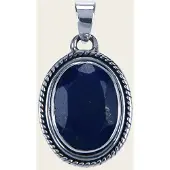 MOOYE ® - Collectie Zilveren Lapis lazuli edelsteen ovaal facet geslepen kettinghanger