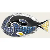 MOOYE ® - Collectie Zilveren Tropische vis Dory hanger met zirkonia's