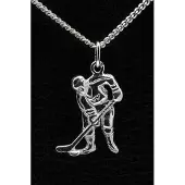 MOOYE ® - Collectie Zilveren ijshockey speler ketting hanger