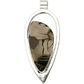 MOOYE ® - Collectie Zilveren Shungiet edelsteen punt open XL hanger