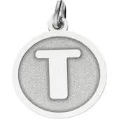 MOOYE ® - Collectie Zilveren Letter T rond mat en glans kettinghanger