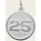 MOOYE ® - Collectie Zilveren cijfer 25 rond mat-glans kettinghanger