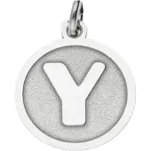 MOOYE ® - Collectie Zilveren Letter Y rond mat en glans kettinghanger