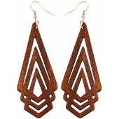 Charme Bijoux Zilver Oorbellen-Toronto-Hout-Bruin-9 cm -