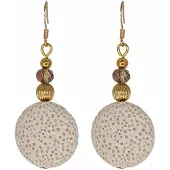 Charme Bijoux Zilveren oorhangers-Behati-Lava-Goudkleurig- creme -